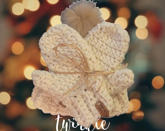 Beanie/Mitten Bundle Chunky Style Wool Blend