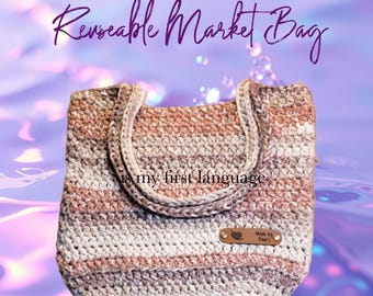 Crocheted Market Tote Bag Reuseable