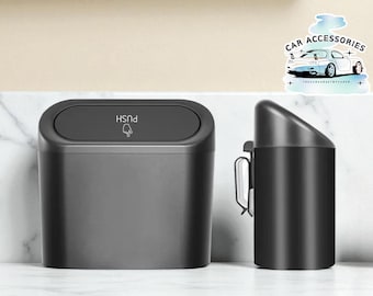 Poubelle compacte pour voiture | Couvercle poussoir, poubelle automobile