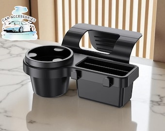 Car Side Window Organizer | Cup & Phone Holder with Hooks