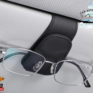 Clip universal para gafas de sol para coche / Soporte multifunción para visera / Soporte de fibra de carbono para gafas y tarjetas / Accesorios para el interior del coche