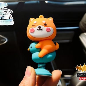 Car Shake-Head Doll Cartoon | Cute Animal Spring Ornament | Center Console Dashboard Decoration | Auto Interior Accessory