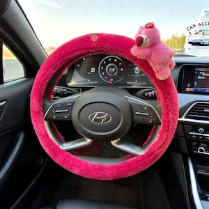 Funda para volante de coche para mujer / Diseño de oso de peluche / Envoltura interior suave y divertida / Accesorio para vehículo caprichoso / Linda idea de regalo para ella