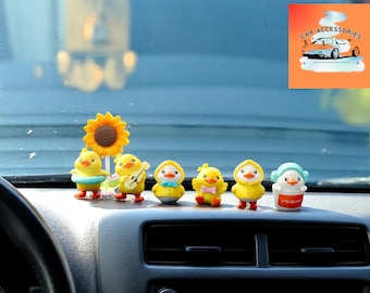 Decor dashboard eend | Leuke harsklevende beeldjes | Leuke auto-interieurdisplay | Grillige ornamentset | Cadeau-idee voor chauffeurs