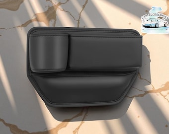PU Leather Car Seat Gap Organizer | Console Pocket with Drink Holder