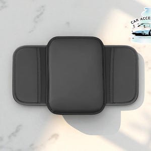 Car Armrest Booster Pad | Auto Center Console Cushion | Anti-Slip Silicone Base | Side Pocket Organizer | Relieves Driving Fatigue