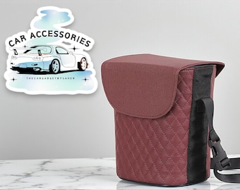 Hanging Car Trash Bag | PU Leather, Waterproof Organizer