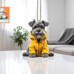 Vibrant Dressed Schnauzer Pendant Keychain | Cartoon Puppy 2D Flat Acrylic Charm | Car, Bag & Party Gift Decor 2025