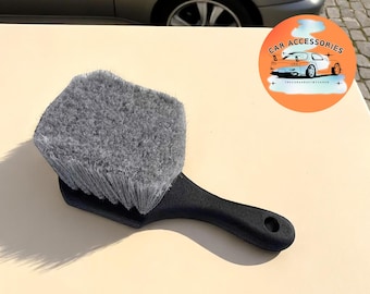 Short Handle Car Detailing Brush | Soft Bristle Wheel Rim Cleaner