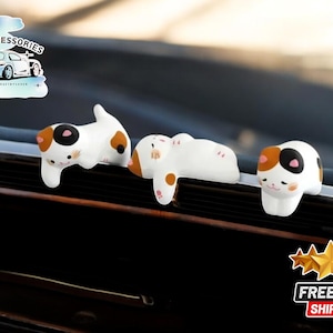 Cartoon Cat Dashboard Figurine | Small Resin Miniature Ornament | Lucky Charm for Auto | Stylish Interior Accessory | Cute Gift Idea