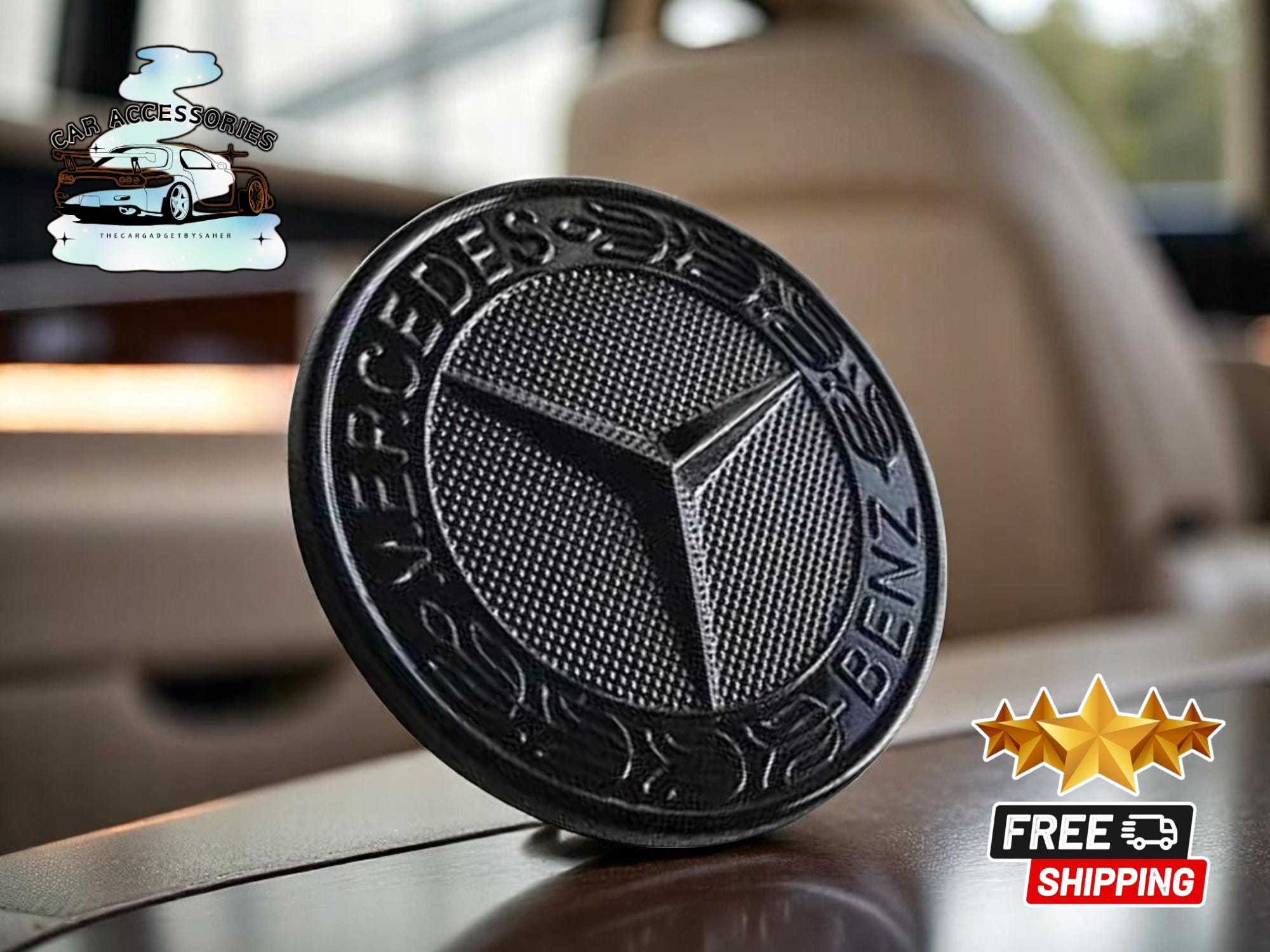 NEUF 57MM BRABUS Logo Capot Mercedes Benz NOIR Brillant Emblème CLASSE C W204 EUR 11,99 - Foto 2