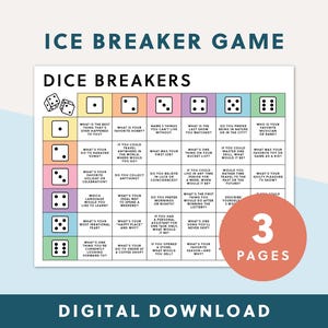 Ice Breaker Game | Dicebreakers | Instant Download | Dice Game | Work ...