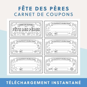 Carnet de Coupons pour la Fête des Peres | カルネ・デ・クーポンCadeau à Imprimer pour Papa | パパのカドー・ア・インプリマー子供たちのアクティビティ |ボン・ア・パーソナライザー |ページを着色する