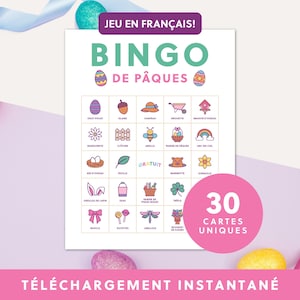 Jeu de Bingo imprimable pour Pâques | 30 cartes | Téléchargement instantané | Jeu numérique amusant pour enfants et adultes