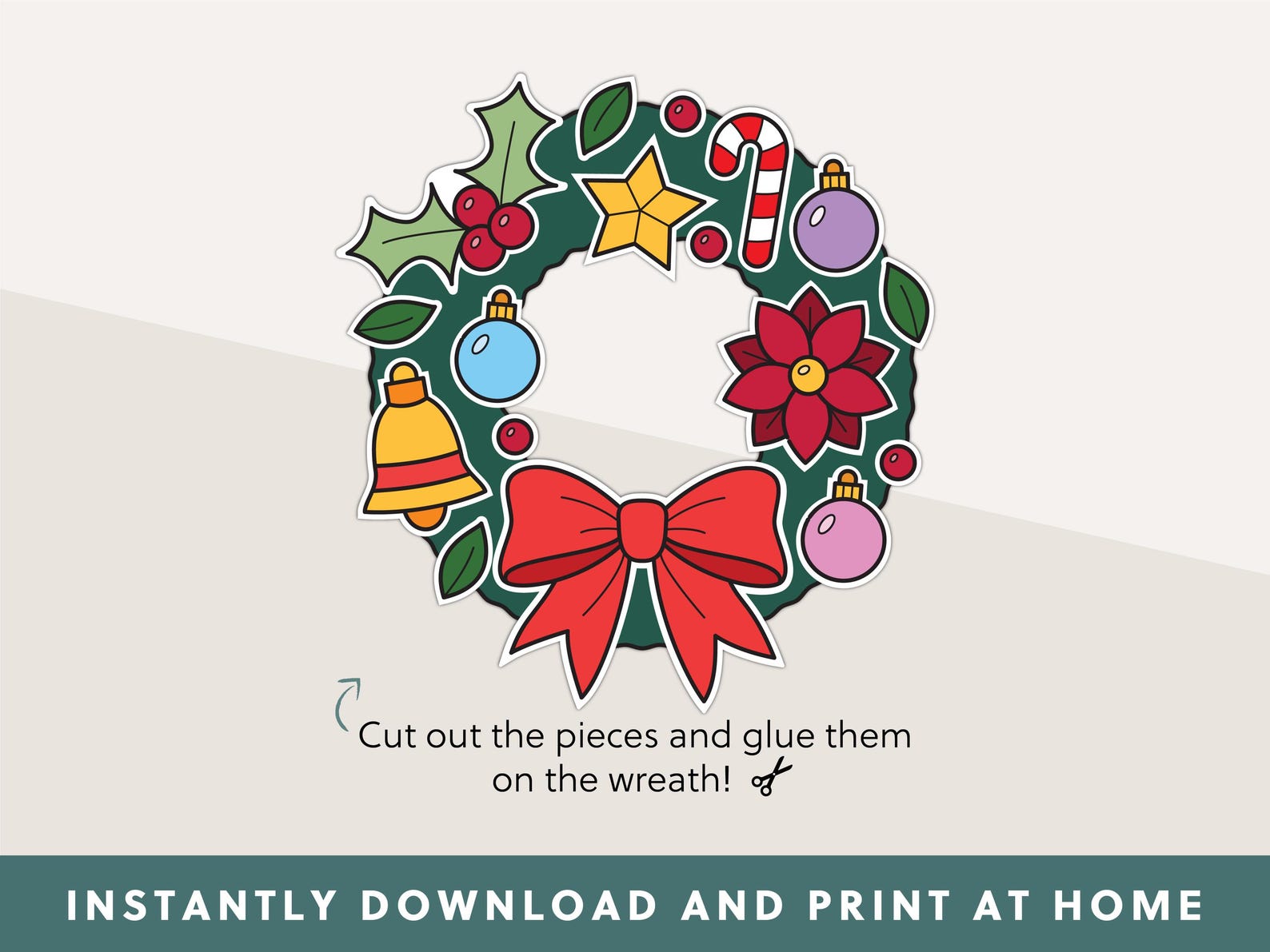 Cut and Paste Christmas Wreath Craft | Cut Out and Glue Activity ...