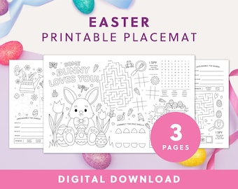 Kid's Easter Day Activity Placemats - Printable | Instant Download | Fun Digital Printable for Kids  | Printable Activity Mats