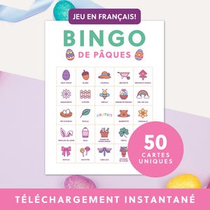 Jeu de Bingo imprimable pour Pâques | 50 cartes | Téléchargement instantané | Jeu numérique amusant pour enfants et adultes