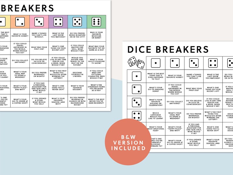 Ice Breaker Game | Dicebreakers | Instant Download | Dice Game | Work ...