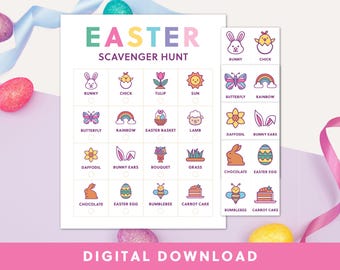 Druckbare Oster Schnitzeljagd Spiel | Oster Familienspiel | Sofortdownload | Spaß Digital Printable für Kinder | Druckbare Schatzsuche