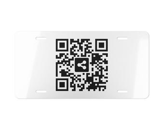 QR Code License Plate, Custom Vanity Plate, Updatable QR Sign