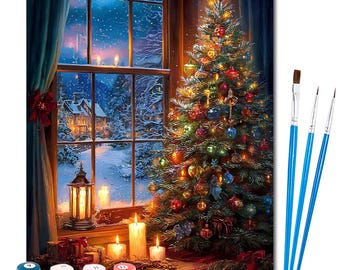 クリスマスツリーの塗り絵キット：DIYホリデーデコレーション