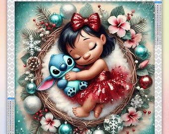 DIY Diamond Painting Kit: Sleeping Lilo & Stitch, Home Decor