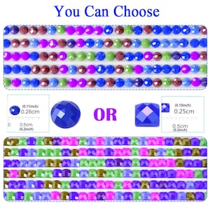 May include: Two close-up images of round, colorful, mosaic-like tiles. The tiles are arranged in rows and columns. The first image shows tiles that are 0.11 inches (0.28 cm) in diameter. The second image shows tiles that are 0.10 inches (0.25 cm) in diameter. The text "You Can Choose" and "OR" is visible in the image.