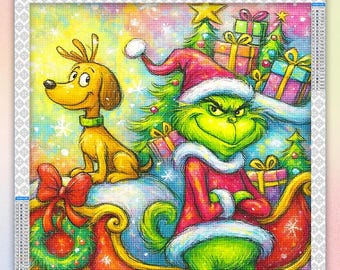 Grinch Diamond Painting Kit: 5D DIY Christmas Decor