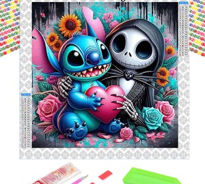 Kit Diamond Painting Jack Skellington 5D Full Drill 60x80 Cm - Peinture Diamant DIY, Art Mosaïque, Déco Murale