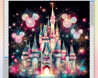 Mickey Mouse Castle Diamond Painting Kit: 5D DIY Art, Home Decor