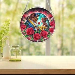 Beauty and the Beast-2D Flat-Diamond Painting Kit-DIY Acrylic Wall Hanging Decor-Outdoor Hanging Ornaments-Double-Sided Design