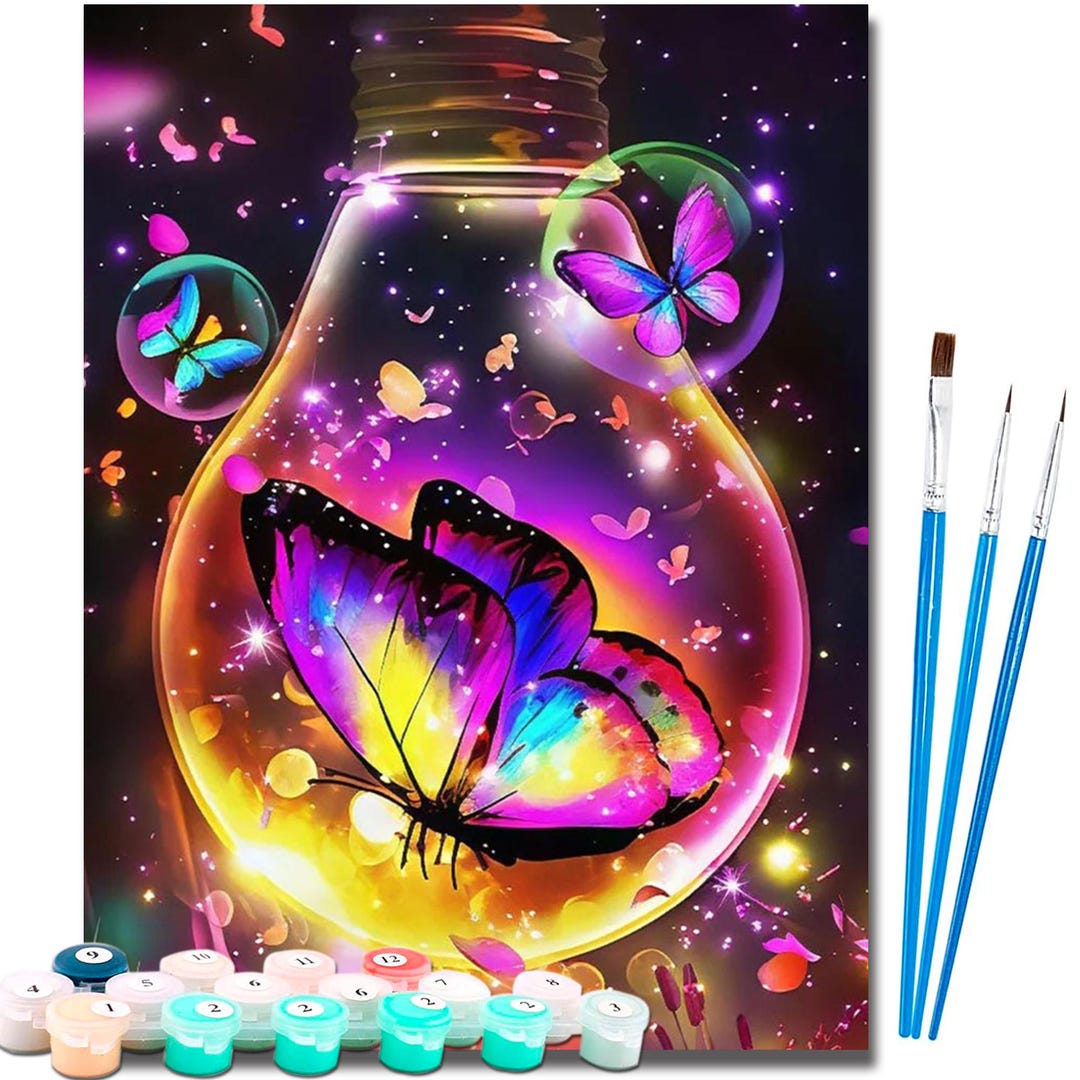 Butterfly Paint by Numbers Kit: DIY Canvas Art, Handmade Home Decor - Etsy