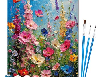Flowers Paint By Numbers Kit | Oil Painting | DIY Canvas Art | Christmas Gift | Home Decor