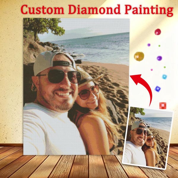 Personalized 5D Diamond Painting Kit for Adult,Turn Photo into Diamond Art,Wedding Gifts
