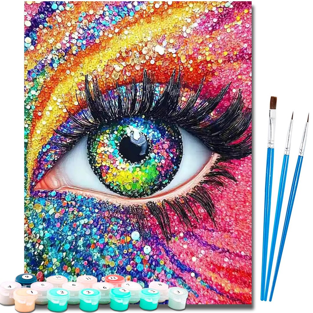 Colorful Eye Paint by Numbers Kit | Acrylic Painting | DIY Canvas Art ...