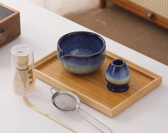 Personalize Matcha Bowl Set with Whisk Scoop Holder/Handmade Ceramic accessories 5Pieces set/Japanese Ceremonial Matcha Kit/Green Tea Ritual
