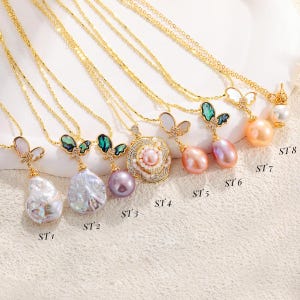 Baroque Freshwater Pearl Butterfly Necklace/Butterfly Necklace/Mother of Pearl Necklace/Pearl Wing Necklace/Bridesmaids Gifts/Gift for Her