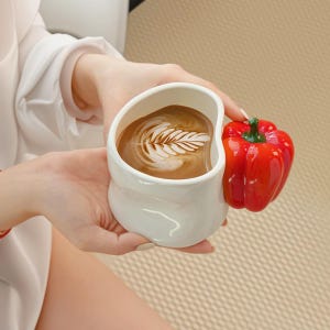 Handgemachte Porzellantasse Chili Pepper Skulptur Keramiktasse Einzigartige Kaffeetasse Kaffeetasse für Mutter Perfektes Home Office Geschenk Geschenk für Sie