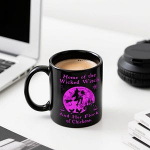 Halloween Black Ceramic Mug with Gothic Graveyard Tombstone Skull and Crow Design |Spooky Coffee Cup |Horror Gift for Halloween Party Lovers