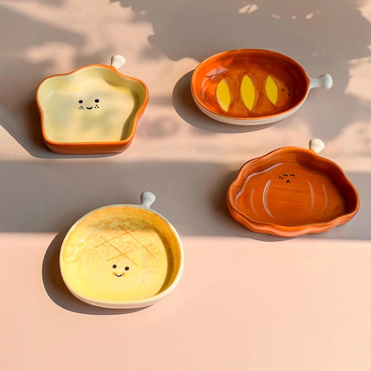 Bread Shape Snack Plate Household Ceramic Small Plate Soy Sauce Dish, Seasoning Dipping Dish, Fruit or Cold Dishes, Restaurant Creative Dish