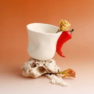 Handgemachte Porzellantasse Chili Pepper Skulptur Keramiktasse Einzigartige Kaffeetasse Kaffeetasse für Mutter Perfektes Home Office Geschenk Geschenk für Sie