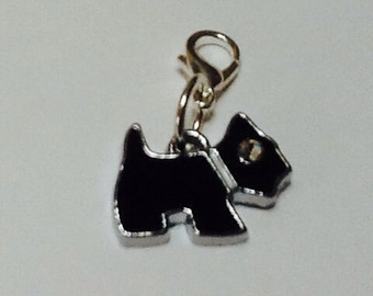 Black Scottie Dog Zipper Charm - Westie Puppy Clip-On Purse Handbag Bracelet Bag Gift Charm