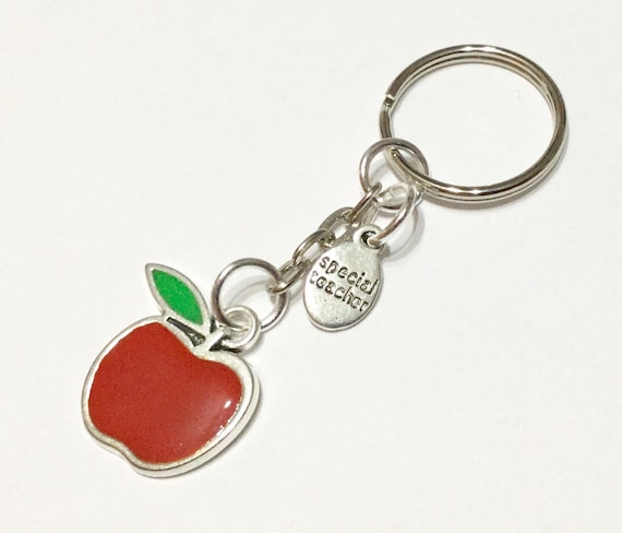 TEACHER THANK YOU GIFT Red Apple Enamel Charm Silver plated chain in gift bag