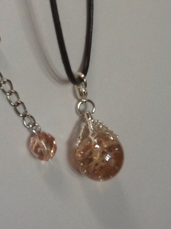 Collar de mármol fritos Azul Zafiro Globo de Cristal Colgante destrozado Cadena De Plata