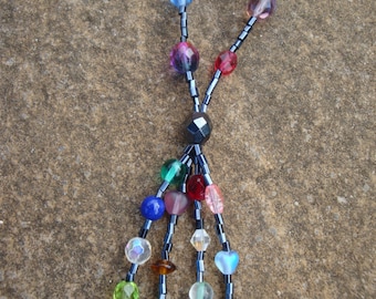 Rainbow Glass Sparkle Necklace - art deco inspired with a modern twist - vintage, upcycled & new beads