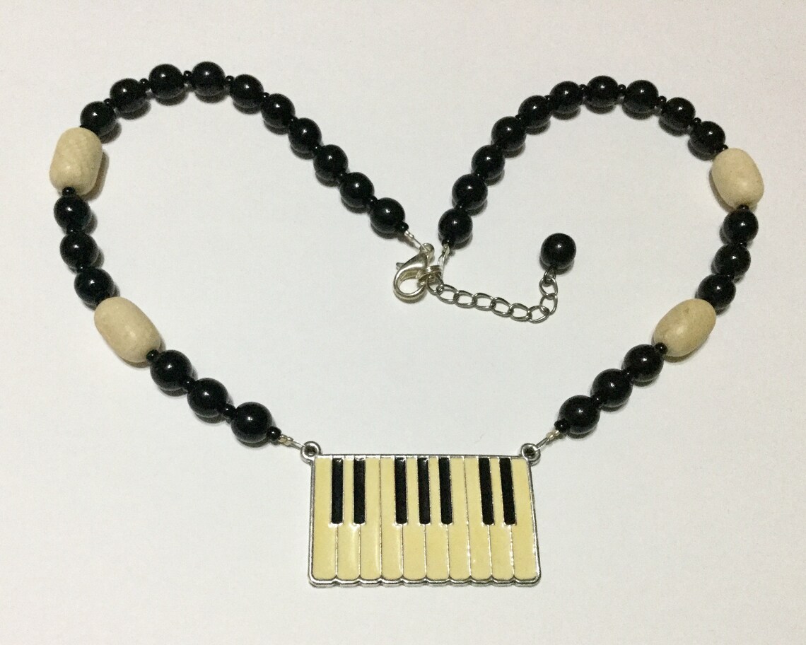 Vintage PIANO KEYS NECKLACE Enamel Keyboard Pendant on French Etsy