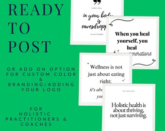 Wellness Quotes Social Media Templates 30 Days Health Coaches Holistic Instagram JPG Square Custom Branding Inspirational Motivational Posts