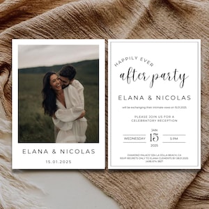 Minimalist Elopement Reception Invitation | Happily Ever After Party | Fully Editable Template for Digital Download & Easy Canva Edit