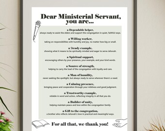 Jw Ministerial Servant gift/Appreciation gift Printable Art/Modern Wall Print/ Digital Download/ Wall decor/Gift