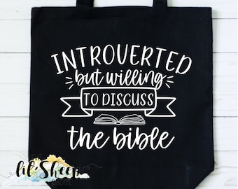 Tote Bag/Introverted but willing to discuss the bible/JW Gift/Tote Bag/Pioneer Gift/Book Bag